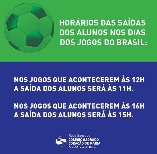 Horários de saída dos alunos nos jogos do Brasil