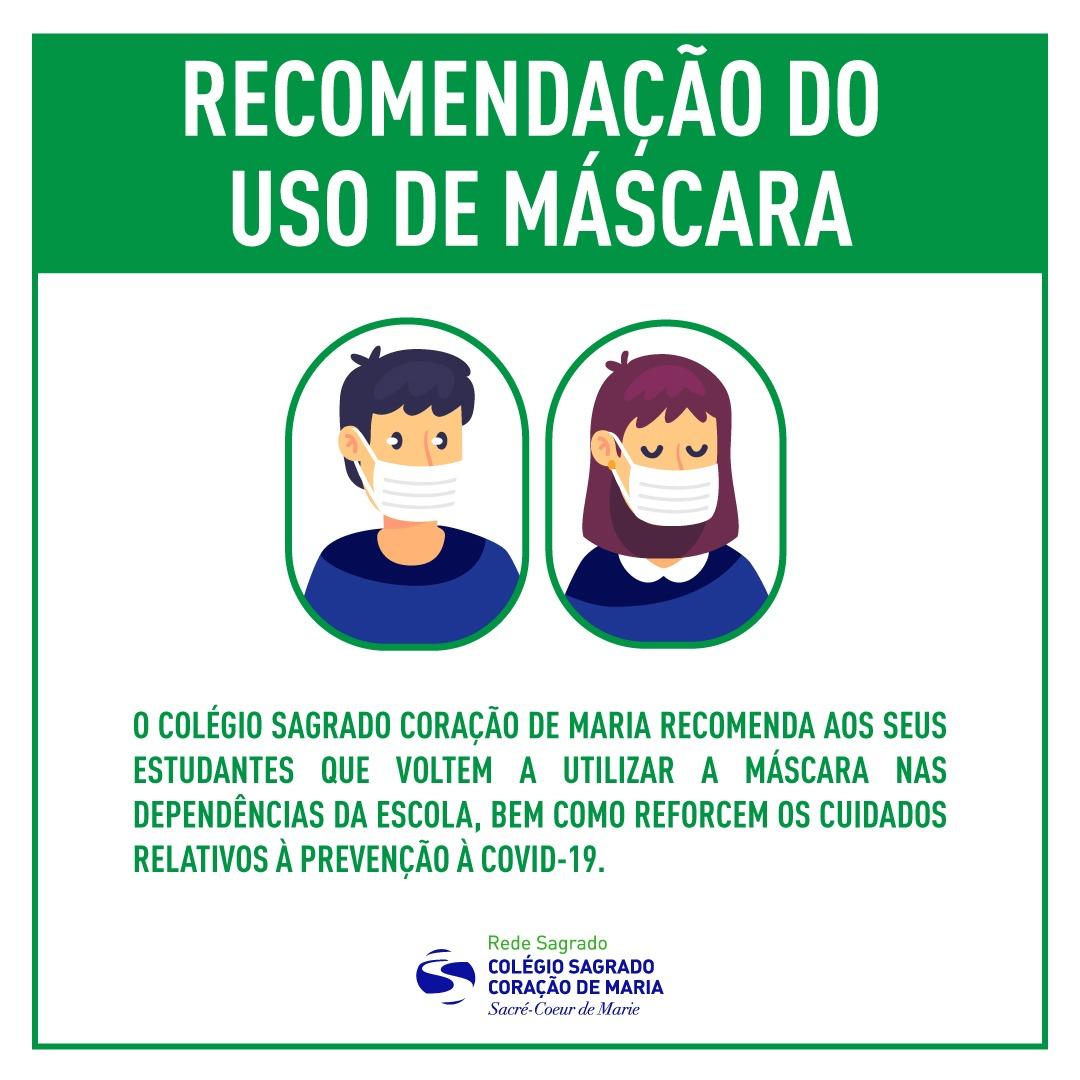 Recomendação do uso de máscara